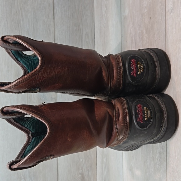 Georgia Boot Men Steel Toe G5655 12" ST Pull On Mud Dog Leather Boots 10.5W - Picture 9 of 16